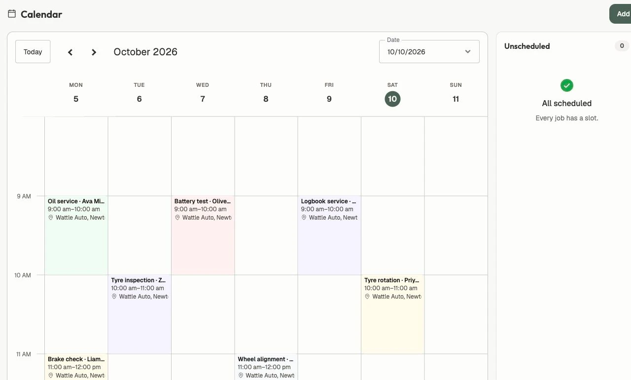 Calendar availability and bookings